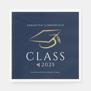 Serviette En Papier Graduation minimale 2025 Livre bleu de la Marine