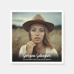 Serviette En Papier Graduation Modern Bold Photo   Script Grad Nom