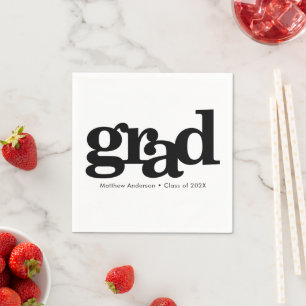 Serviette En Papier Graduation moderne simple typographie noir blanc