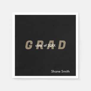 Serviette En Papier Graduation Noire personnalisée contemporaine