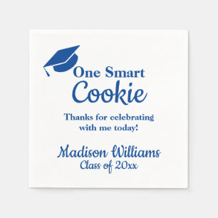 Serviette En Papier Graduation One Smart Cookie Party Blue Grad Paper