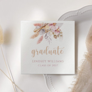 Serviette En Papier Graduation Pampas Floral Grass Neutral Tons Papier