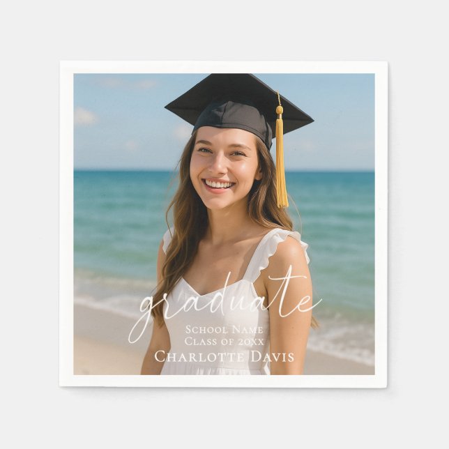 Serviette En Papier Graduation party photo script  (Devant)