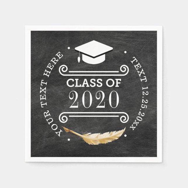 Serviette En Papier Graduation Party Retro Chalkboard Classe de 2020 (Devant)