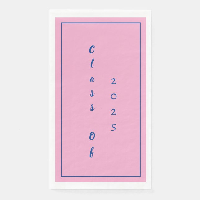Serviette En Papier Graduation Party Student Class Of 2025 Rose Blue (Devant)