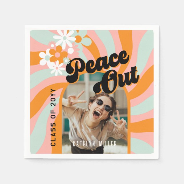 Serviette En Papier Graduation photo Hippie Retro (Devant)