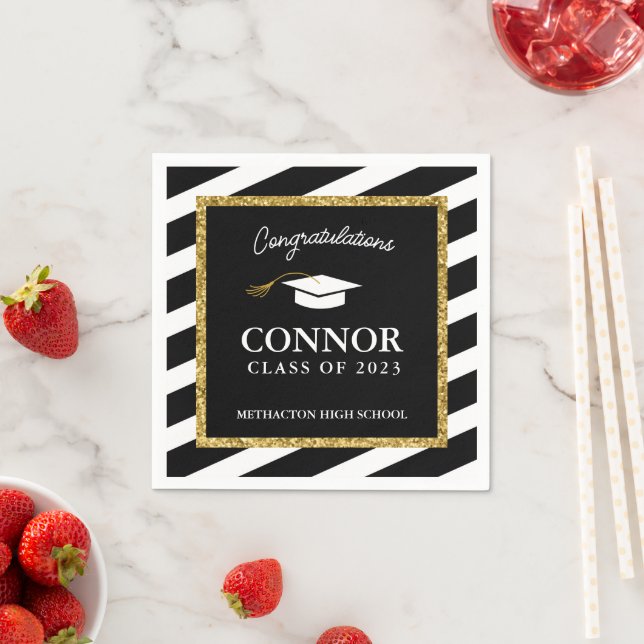 Serviette En Papier Graduation sur mesure Gold Parties scintillant Gra (En situation)