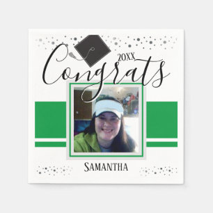 Serviette En Papier Graduations Grats Nom et photo vert