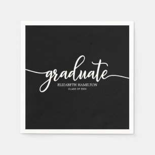 Serviette En Papier Gradué Simple Chic Calligraphie Graduation Noir
