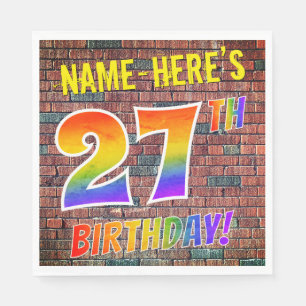 Serviette En Papier Graffiti arc-en-ciel Look 27E ANNIVERSAIRE! + Nom 