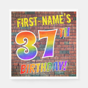 Serviette En Papier Graffiti arc-en-ciel Look 37E ANNIVERSAIRE! + Nom