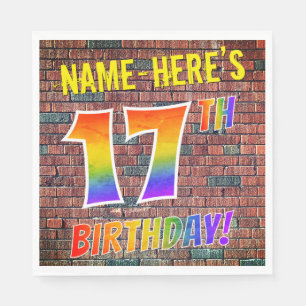 Serviette En Papier Graffiti arc-en-ciel Regardez 17ÈME ANNIVERSAIRE! 