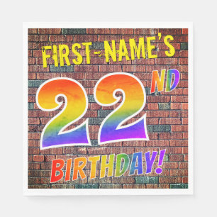 Serviette En Papier Graffiti arc-en-ciel Regardez 22ÈME ANNIVERSAIRE !