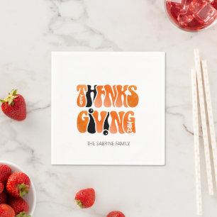 Serviette En Papier Graffiti blanc moderne Thanksgiving automne automn