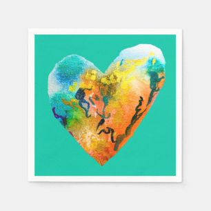 Serviette En Papier Graffiti coeur aquarelle art