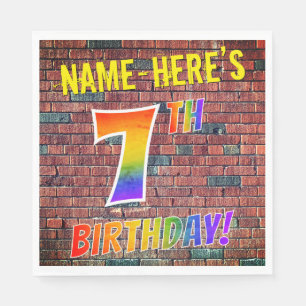 Serviette En Papier Graffiti Rainbow Look 7E ANNIVERSAIRE! + Nom perso