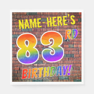 Serviette En Papier Graffiti Rainbow Look 83E ANNIVERSAIRE! + Nom pers