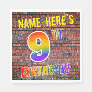 Serviette En Papier Graffiti Rainbow Look 9E ANNIVERSAIRE! + Nom perso