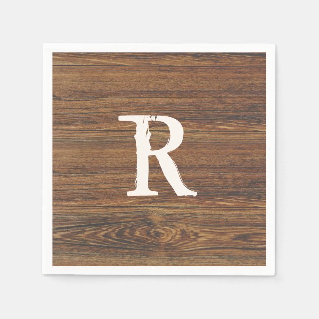 Serviette En Papier Grains en bois de teck avec monogramme (Devant)