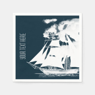 Serviette En Papier Grand navire et nuages Nautique