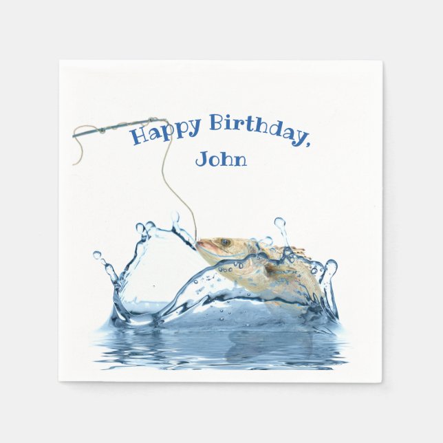Serviette En Papier grand poisson dans l'eau fête d'anniversaire (Devant)