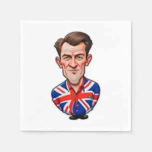 Serviette En Papier Grande-Bretagne Homme Caricature Avec Drapeau Unio