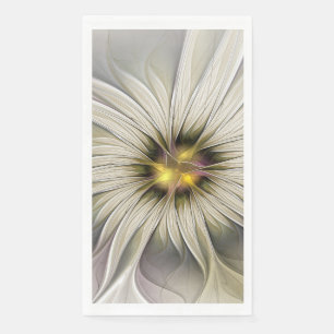Serviette En Papier Grande Fleur d'ivoire, Abstrait Art Fractal Modern