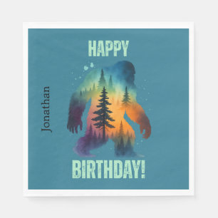 Serviette En Papier Grande Papillon Joyeux Anniversaire Forêt Silhouet