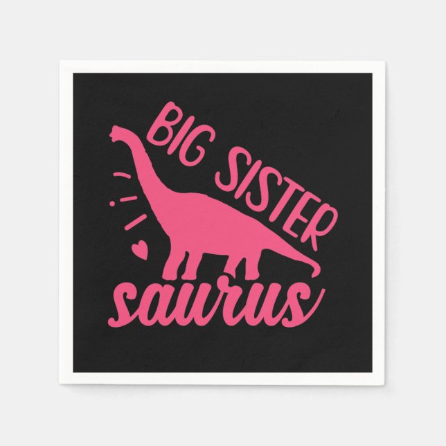 Serviette En Papier Grande soeur Saurus en rose (Devant)