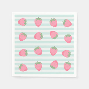 Serviette En Papier Grandes fraises roses