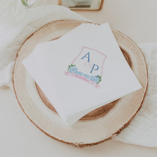 Serviette En Papier Grandmillenium rose et bleu Hydrangea Mariage Cres