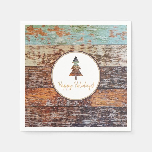 Serviette En Papier Grange d'hiver, Joyeuses fêtes (Devant)