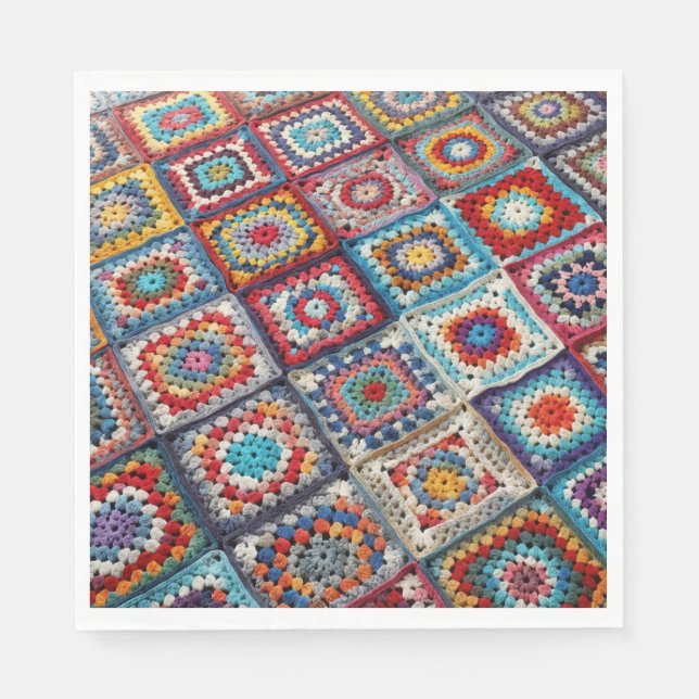 Serviette En Papier Granny Carré Crocheted Quilt (Devant)