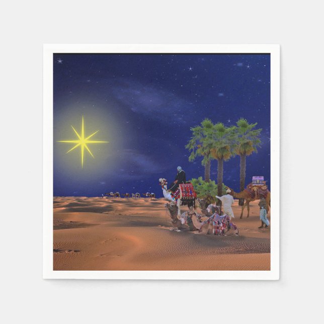 Serviette En Papier Graphique de Noël étoilé masculin (Devant)