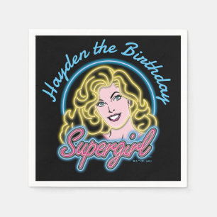 Serviette En Papier Graphique des lumières de Neon Retro Supergirl