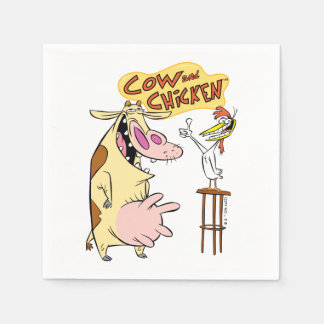 Serviette En Papier Graphique souriant de vache et de poulet