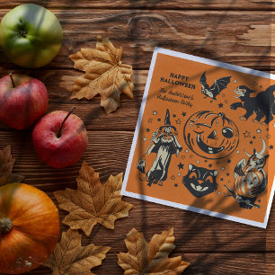 Serviette En Papier Graphiques Halloween de style vintage personnalisé
