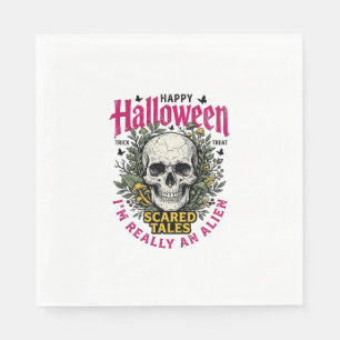 Serviette En Papier Graphisme d'alien crâne Halloween vintage pour T-s