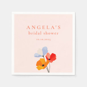 Serviette En Papier Gras Fête des mariées florale Poppy