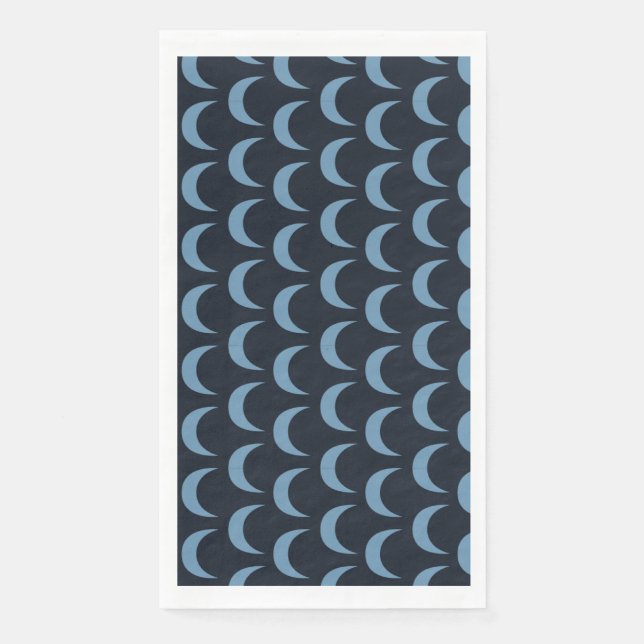 Serviette En Papier Gras Lune à quarts noir et bleu (Devant)