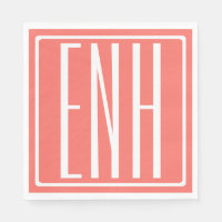 Gras moderne 3 initiales Monogramme | Corail