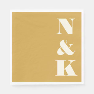 Serviette En Papier Gras Moderne Monogramme Initiales Mariage Jaune