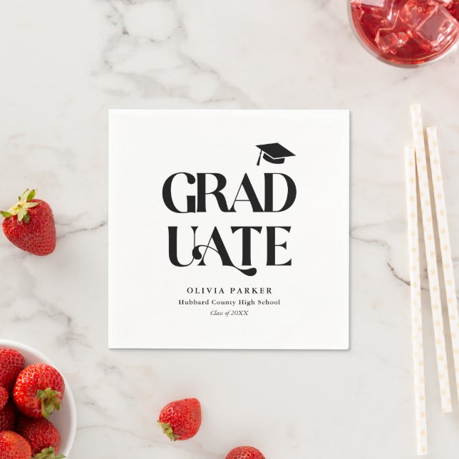Serviette En Papier Gras Retro Graduate White Graduate Party (En situation)