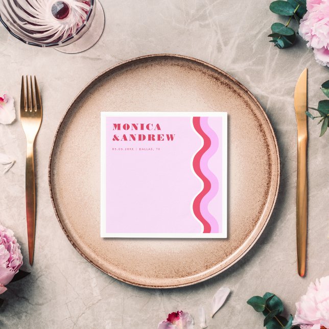 Serviette En Papier Gras Retro Wave esthétique rose et Mariage rouge (Créateur téléchargé)