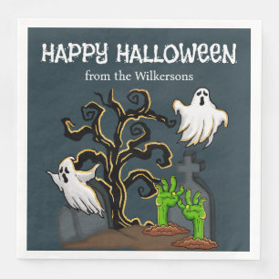 Serviette En Papier Graveyard Zombie et Ghosts mignon fête d'Halloween