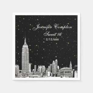 Serviette En Papier Gravure de la skyline de NYC Fond étoilé pour un S
