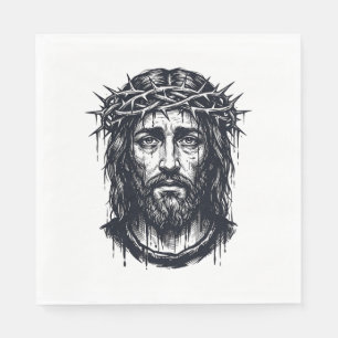 Serviette En Papier Gravure vintage Couronne d'épines Portrait sacré