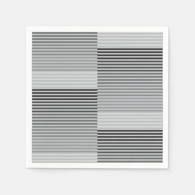 Serviette En Papier Gray, Black, White Stripes (Devant)