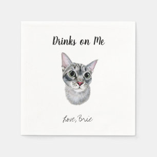 Serviette En Papier Gray Chat Mariage Cocktail Napkins