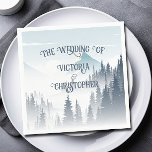 Serviette En Papier Gray Mountain Fog Forest Wilderness Mariage d'hive